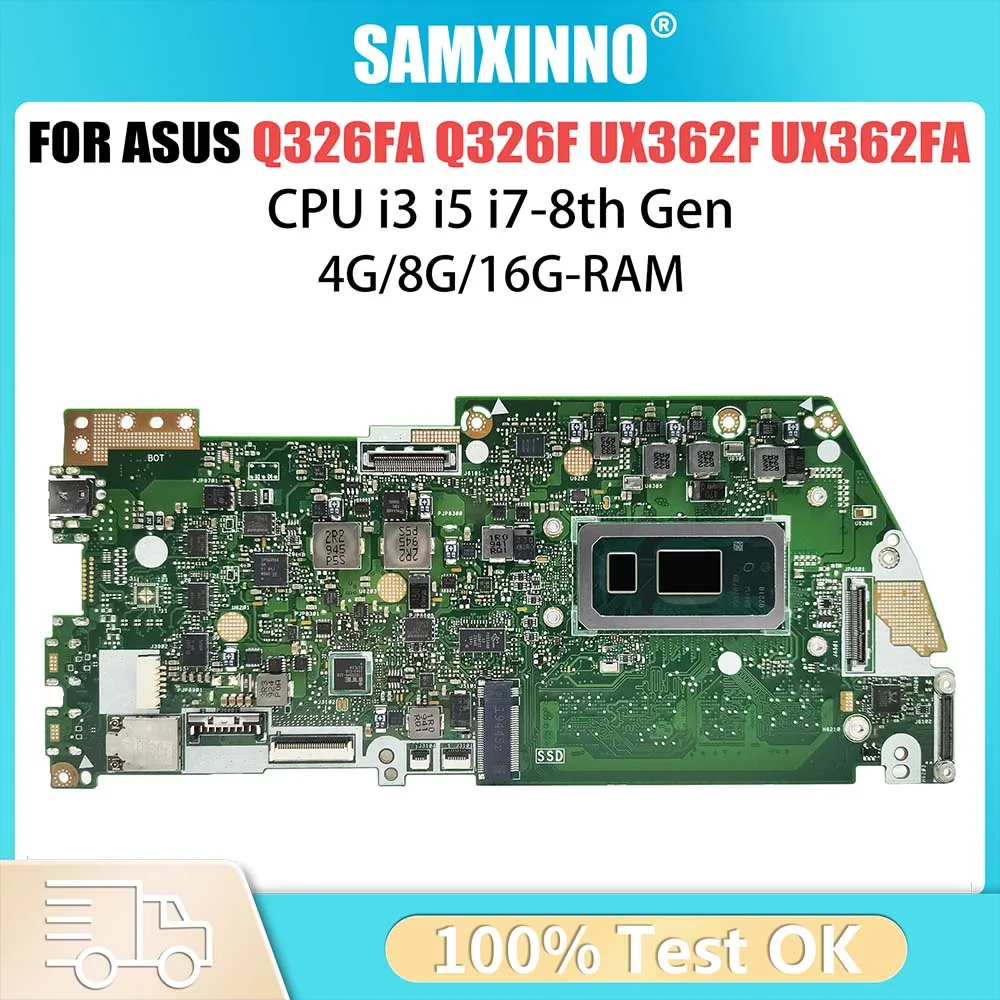 Q326FA Mainboard For ASUS Q326 Q326F UX362F UX362FA Laptop Motherboard with CPU i3 i5 i7 8th Gen 4GB 8GB 16GB RAM