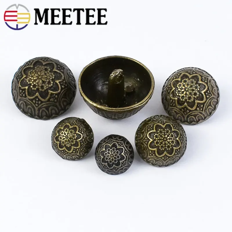 20 pz Meetee 12-23mm Metallo Bronzo Intagliato Retro Bottoni Fungo per Camicia Giacca Cappotto Cucito Abbigliamento Scrapbook Accessori D2-6