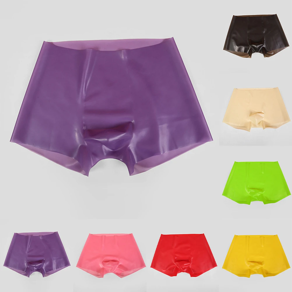 Mens Stretch Latex Rubber Boxer Briefs Underpants See Through Low Waist Seamless Design Erotic Style Safety Underwear