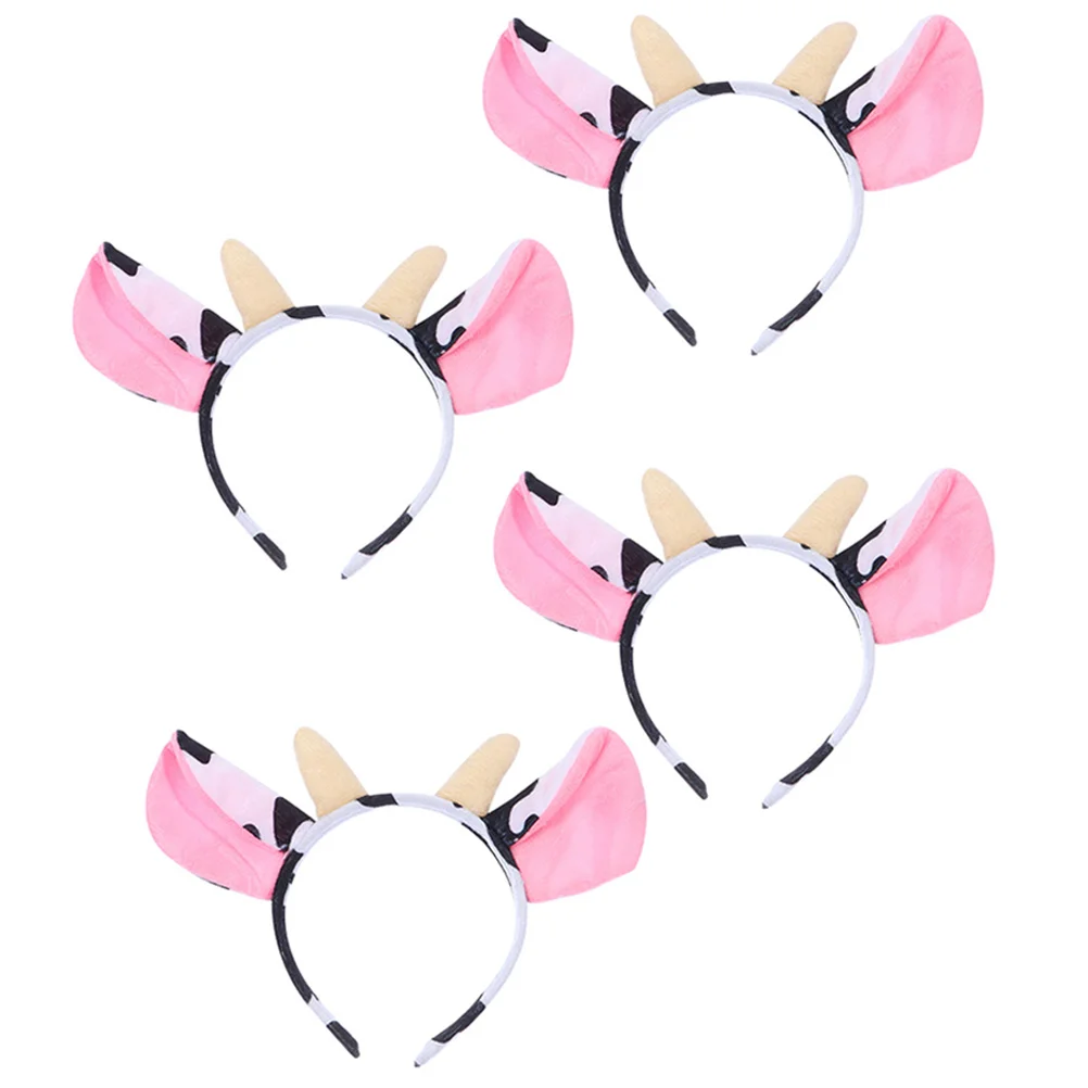 

4pcs Cartoon Cow Headbands Kids Lovely Headdress Hair Hoop Party Accessories Costume Halloween Cosplay Decor Soft Comfortable