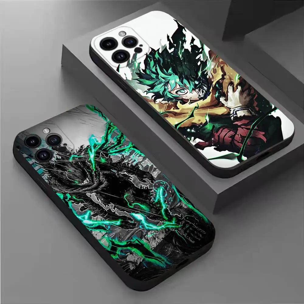 

My Hero Academia Deku Phone Case For iPhone 17,16,15,14,13,12,11 Plus,Pro Max,XS,X,XR,SE,Mini,8,7,Soft Silicone Black Cover