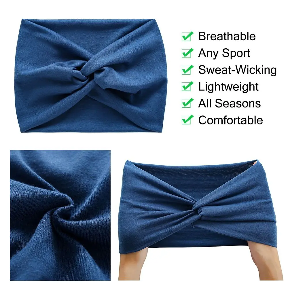 Boho Yoga Hair Bands Extra Large Thick Workout Headband Head Wraps for Women Turban Wide Headbands