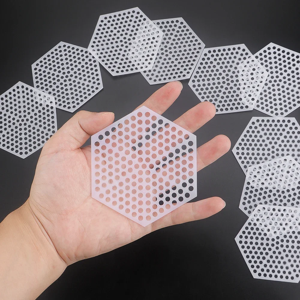 50pcs DIY Hexagon Weaving Mesh Design Pattern Accessories, Plastic Weaving Template Board for DIY Crochet Yarn & Pearls Bags - view 4