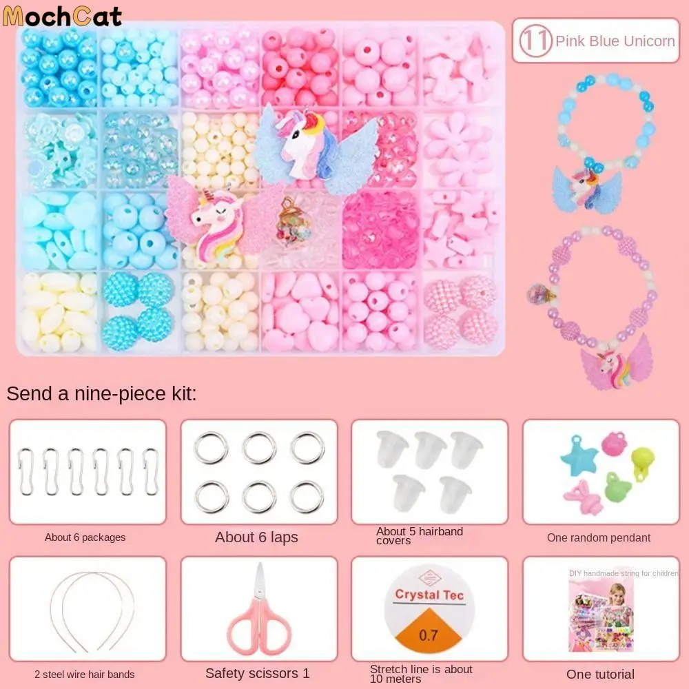 

Arts Crafts DIY Handmade Beaded Kit Toy DIY Toy Jewelry Set Kit for Make Bracelets Beads Toys Handmade Cute
