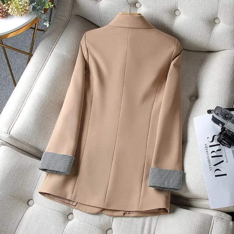 2023 New Autumn Blazer Women Ladies Khaki Black Apricot Long Sleeve Work Wear Suit Jacket Coat Female Tops Outerwear Women