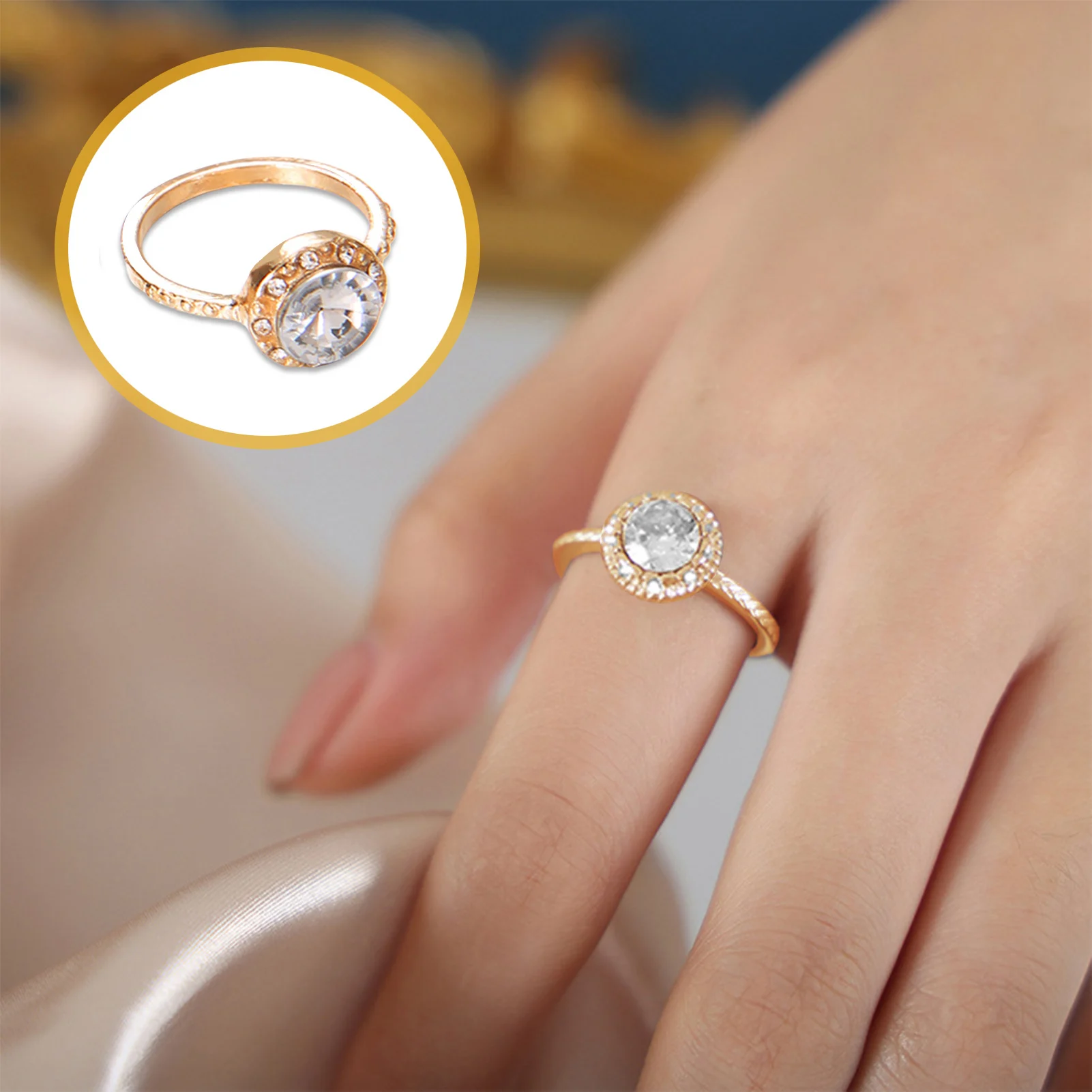 5 Pcs Women Retro Style Rings Set  Women's Retro Style Rings Classic Inlaid Zircon Gift