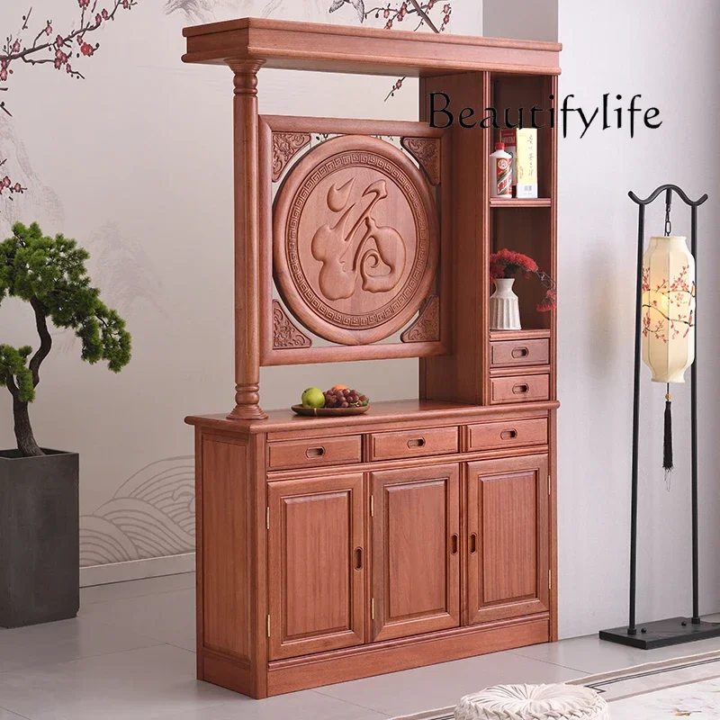 

LXSolid wood Chinese antique partition screen storage foyer wine cabinet living room entrance designerSSS