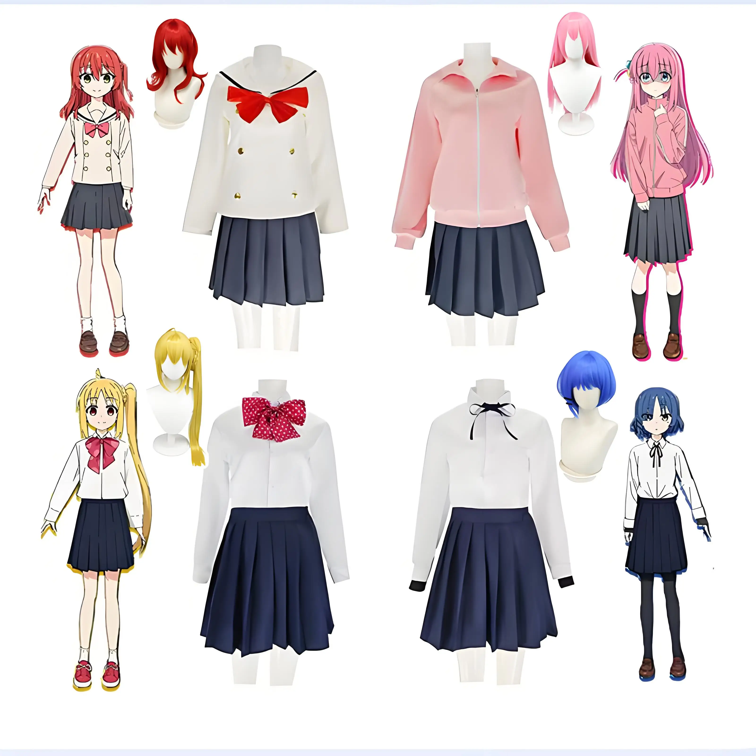 Anime Damen JK Uniform Rock Cosplay Outfit Klassischer Schulstil Kostüm für Halloween-Party