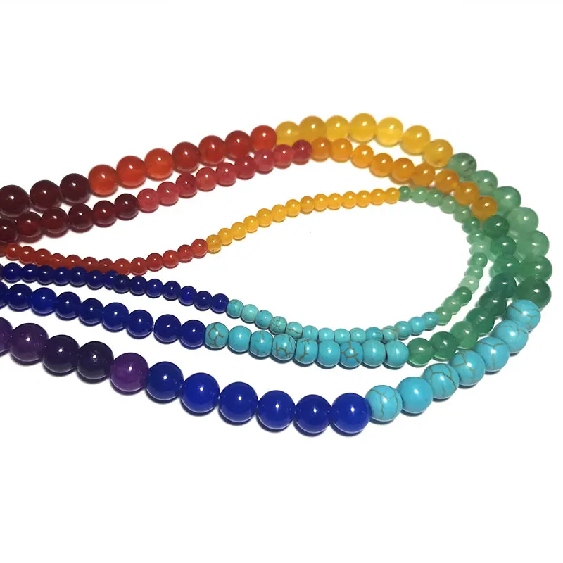 Groothandel 7 Chakra Chalcedoon Agaat Turkoois Kralen Natuurlijke Ronde Stenen Kralen Voor Sieraden Maken Diy Armband Handgemaakte 4 6 8mm
