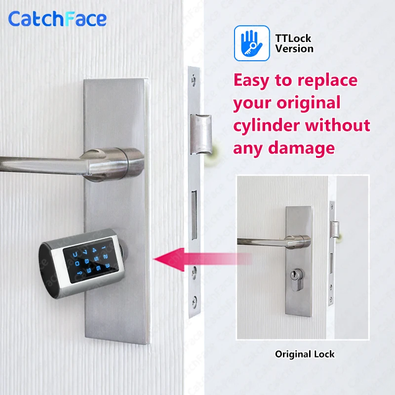 IP65 Waterproof TTLock Bluetooh Keyless Electronic APP Wifi Lock Digital Code RFID Card Cylinder Smart Door Lock Home Apartments