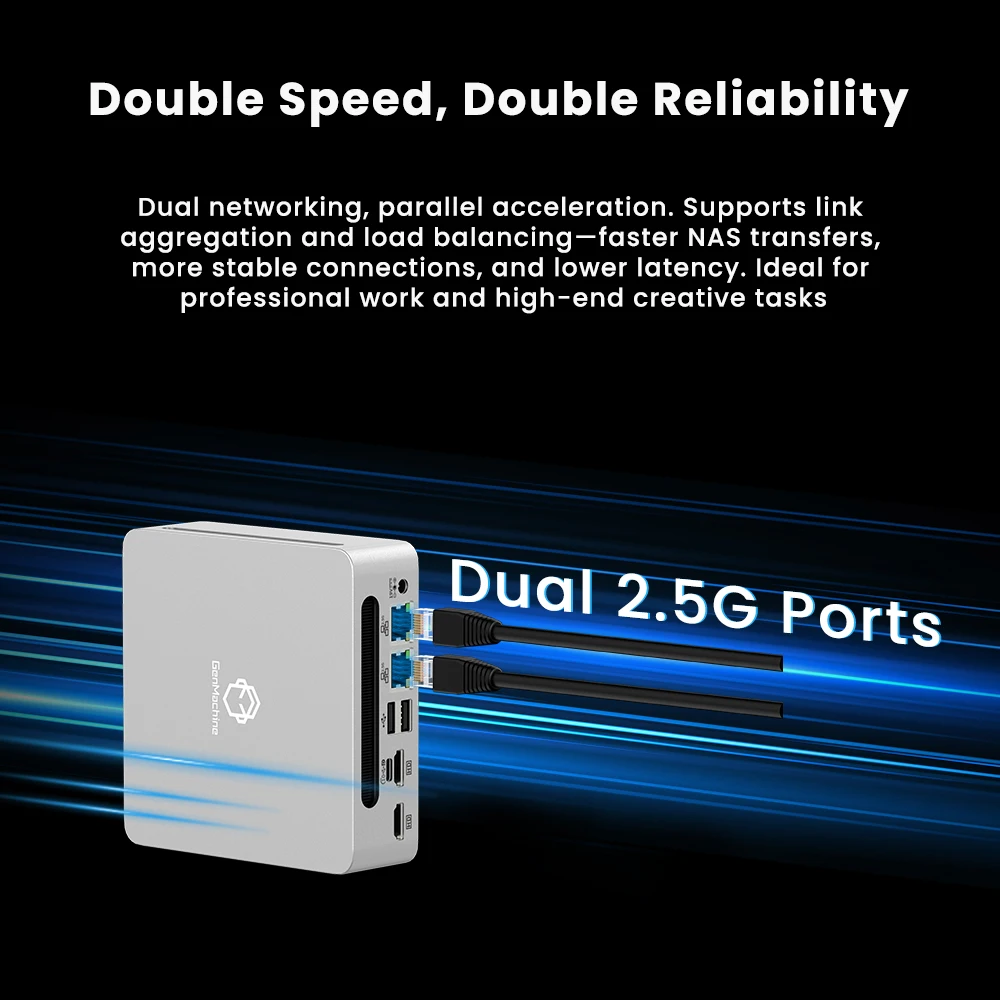 GenMachine AMD Ryzen 7 7735HS Mini PC 3,2 GHz Mini Pc Gaming 54W 8 Core 16 Thread Windows 11 DDR5 16G 6400Mhz 2.5G LAN USB4 WIFI