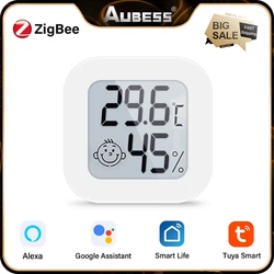 Moes Tuya ZigBee Temperature And Humidity Sensor Smart Life With LCD Screen Remote Control Works With Google Assistant