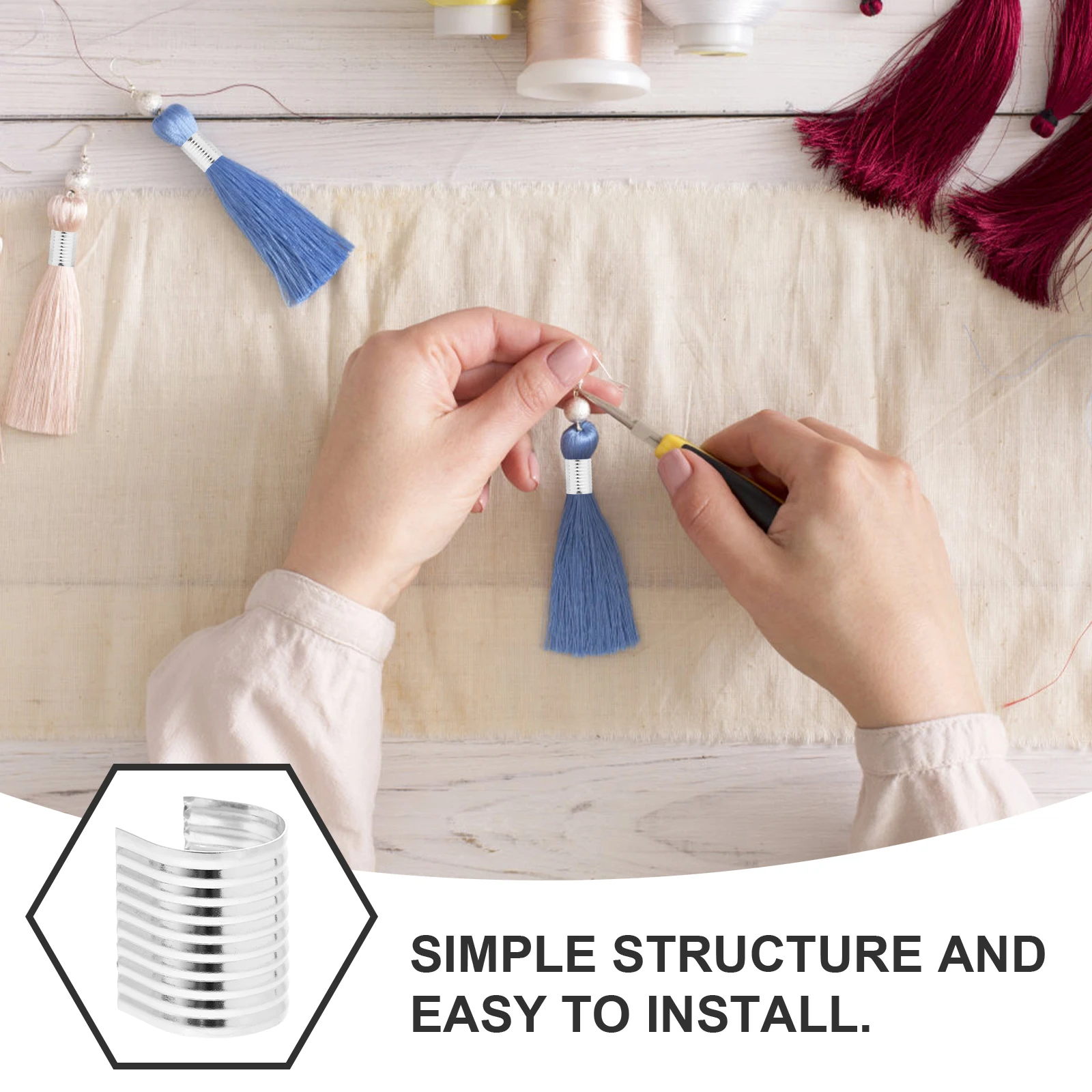 

100pcs Tassel Tail Clamps Durable Iron Cord Clips DIY Accessories Fasteners Rope Clips Cylindrical Opening Crimps