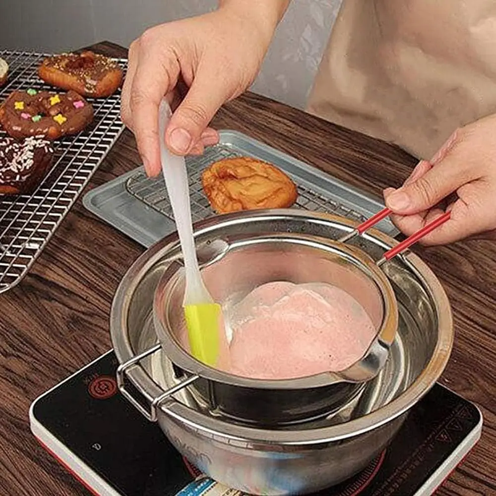 

Универсальный плавильный котел из нержавеющей стали с двойными носиками, термостойкая ручка, водонепроницаемая плавильная чаша, большая емкость с плоским дном