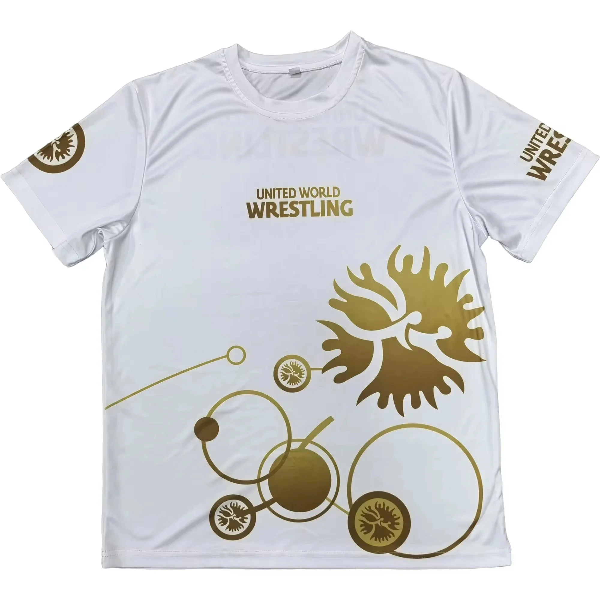 2026 Neues UWW Wrestling Kampf-Fitness Bedrucktes Schnelltrocknendes Sport-Trainings-Freizeit-Kurzarm-T-Shirt für Herren – Detail 4