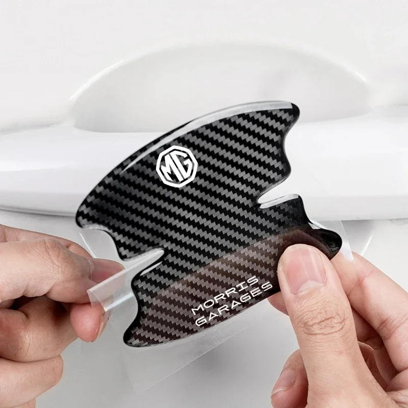 4/8Pcs Waterproof Carbon Fiber Car Door Bowl Handle Guard Film for MG ZS EV HS EHS PHEV MG3 MG4 MG5 MG6 MG Anti Scratch Stickers