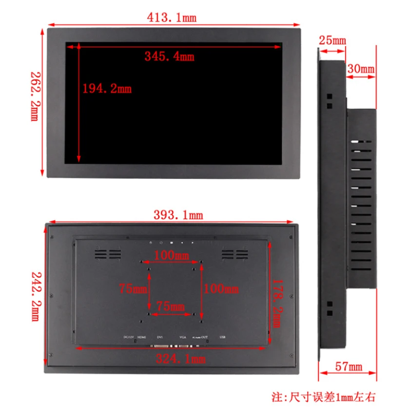 Imagem -05 - Monitor de Tela Sensível ao Toque Zhixainda Montagem do Painel Indústria Lcd Vga Dvi Interface Hdmi 156 1920x1080