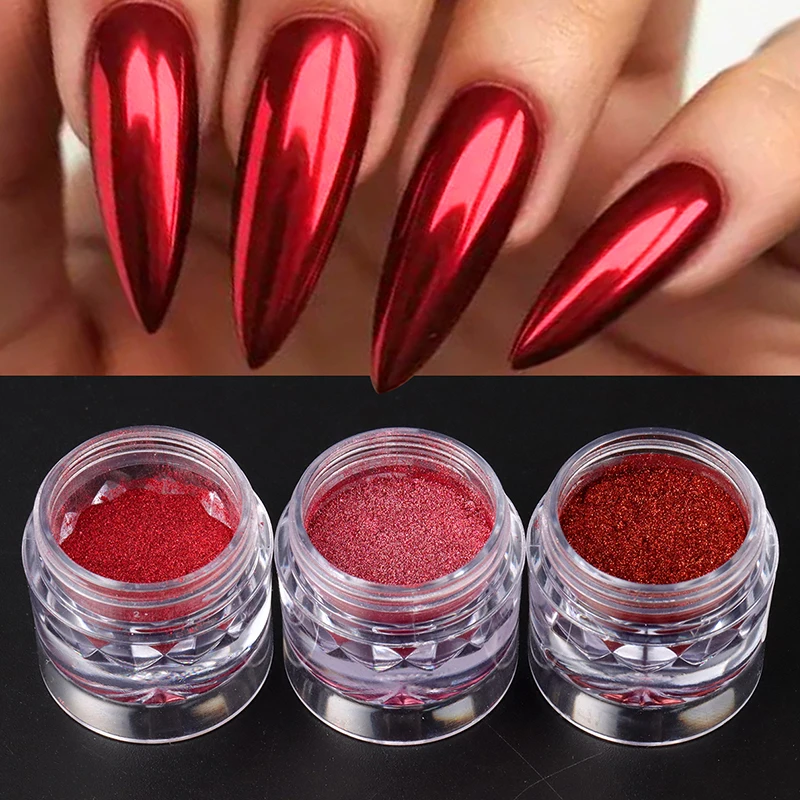 Chrom Rot Rosa Nagel Glitter Pulver Magischer Spiegel Metallic Reiben Pigment Flocken Staub Neujahr Valentinstag Nail art Dekor