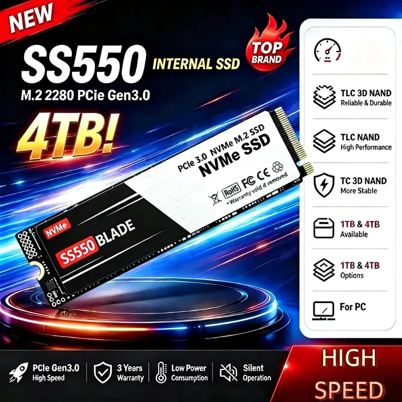 Internal Solid State Drive SS550 M.2 NVMe SSD PCIe Gen3.0 x3 M.2 2280 High Speed Storage for Desktop Laptop PC
