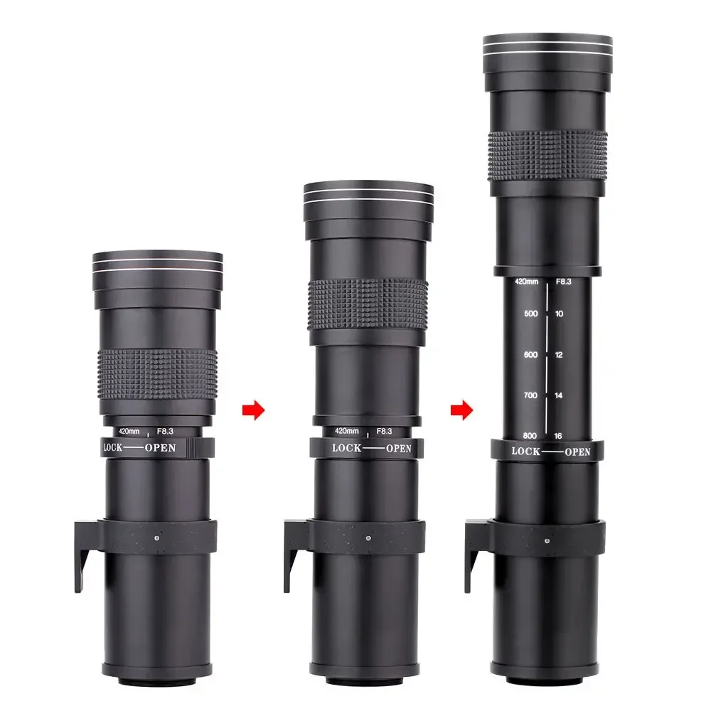 라이트도우 전문가용 망원 줌 렌즈 420-800mm 수동 초점 렌즈 67mm UV 필터 포함 미국 ES 해외 창고 배송