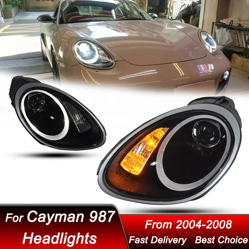 

Автомобильные фары для Porsche 987 Cayman 987,1 Boxster 2004-2008, новая полная деталь, автомобильная фара в сборе, комплект аксессуаров для объектива проектора