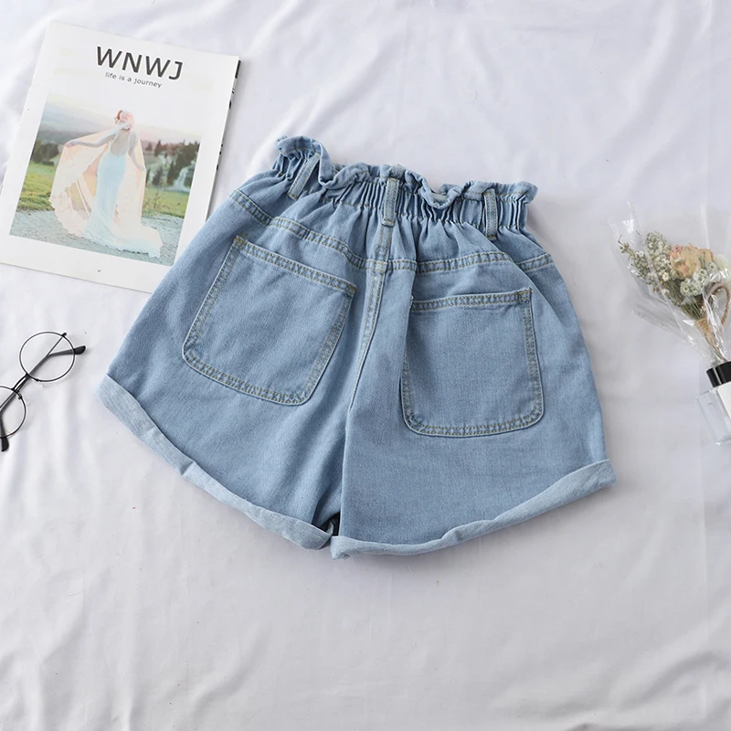 All Match Sashes Casual Women Denim Shorts Crimping High Waist Slim Summer Jeans Shorts Feminino Chic Hot Ladies Bottom #06