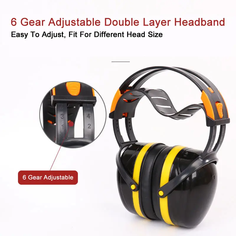 Anti-Noise Safety Earmuffs 6 Gear Adjustable Over-Head SNR30 Ear Protector For Work Study Shooting Drumming Hearing Protection