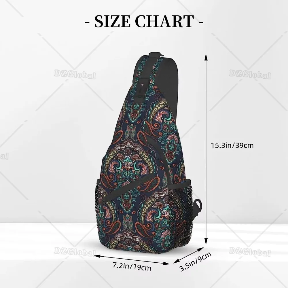 Paisley Print Sling Bag Crossbody Sling Backpack for Women Men Travel Hiking Daypack Chest Shoulder Bag