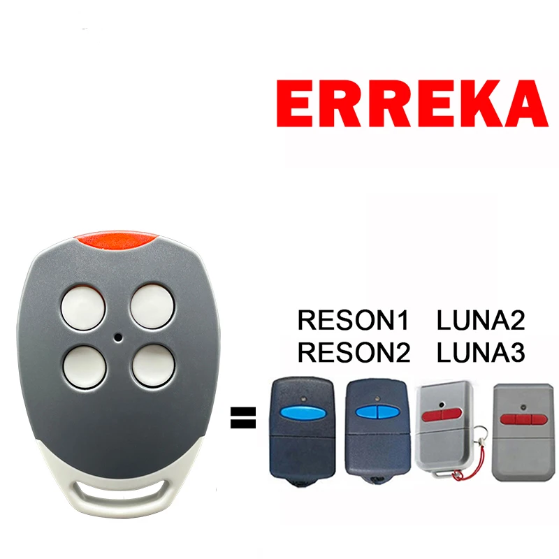 ERREKA LUNA2 LUNA3 RESON1 RESON2 Garage Door Remote Control Clone 433MHz Fixed Code Gate Transmitter