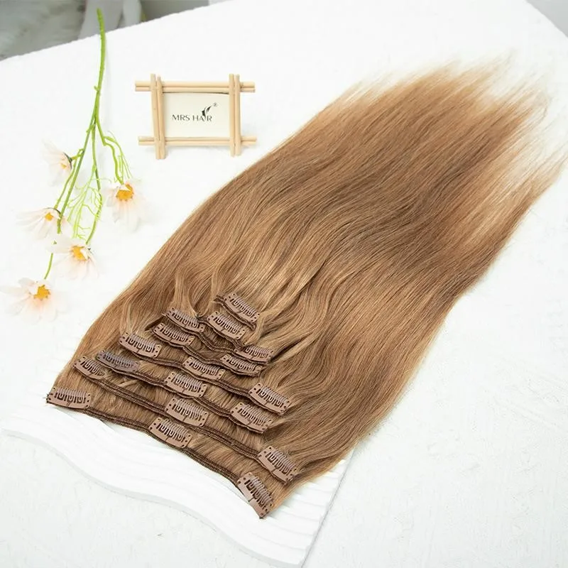 Marrone castagno # 10 clip a testa intera nelle estensioni dei capelli Capelli naturali 8 pezzi Prezzo di liquidazione di buona qualità