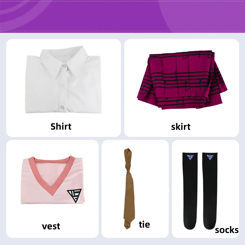 Danganronpa V3 Cosplay-Kostüm, Kaede Akamatsu Schul-JK-Uniform, Halloween-Party-Outfit, auf Lager