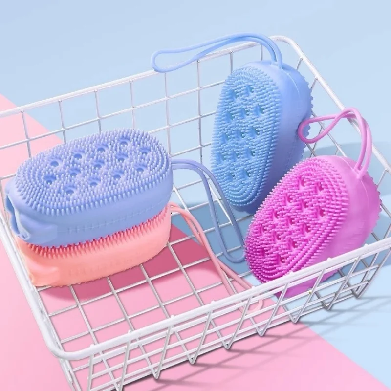 1/4 قطعة من فرشاة الجسم المصنوعة من السيليكون ذات الجانب المزدوج لتدمج بشرةك مع مقشر هذا مناسب لجميع أنواع البشرة