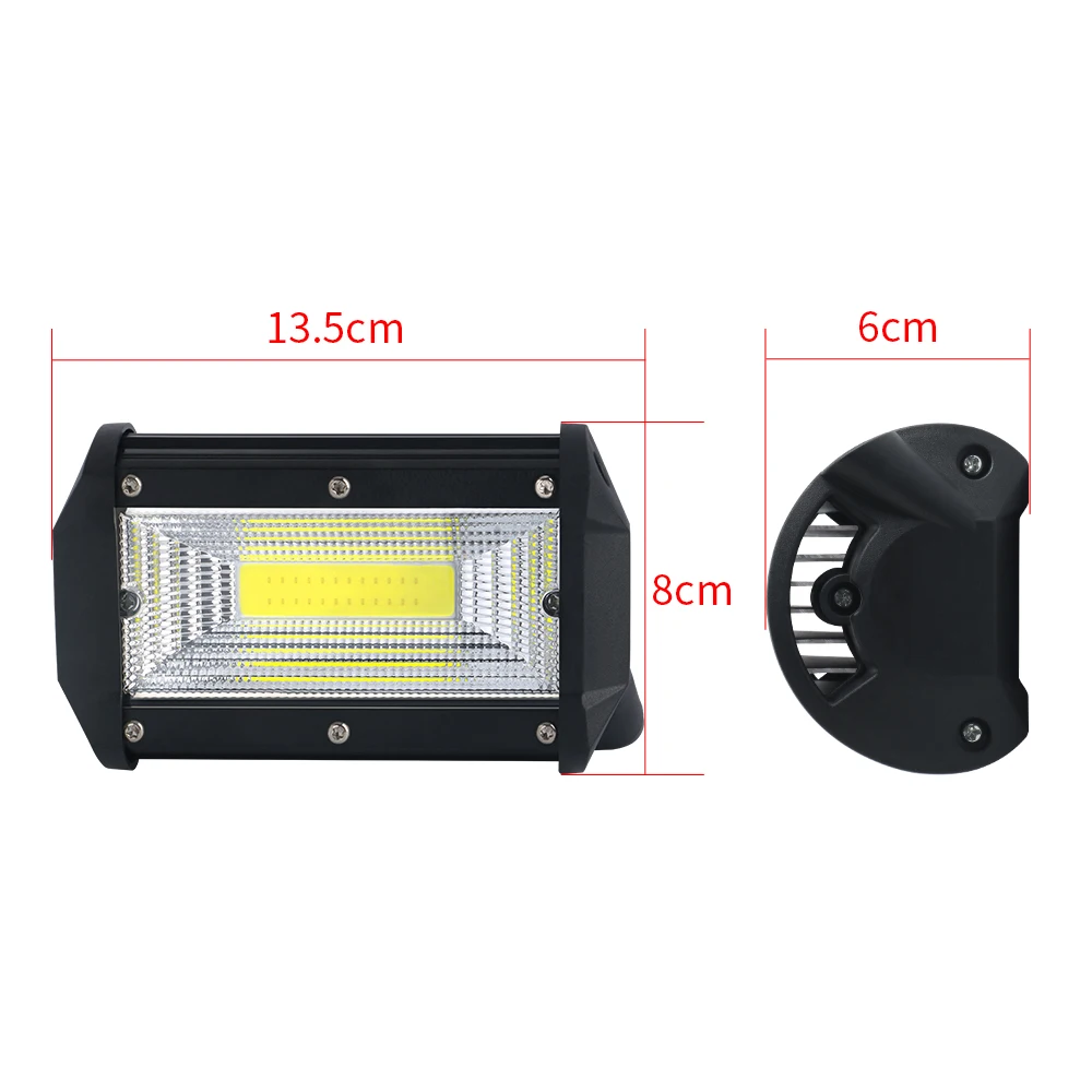 5 inch 72W COB LED Work Light Bar Off Road Super Bright Flood Lights Driving Fog Lights for Truck Car ATV SUV Boat Car Styling