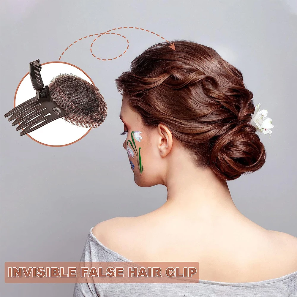 Invisible Fluffy Esponja Grampo de Cabelo para Mulheres, Invisível, Front Line, Base do Volume da Testa, Almofada Puff, Clips Bun, Styling DIY,