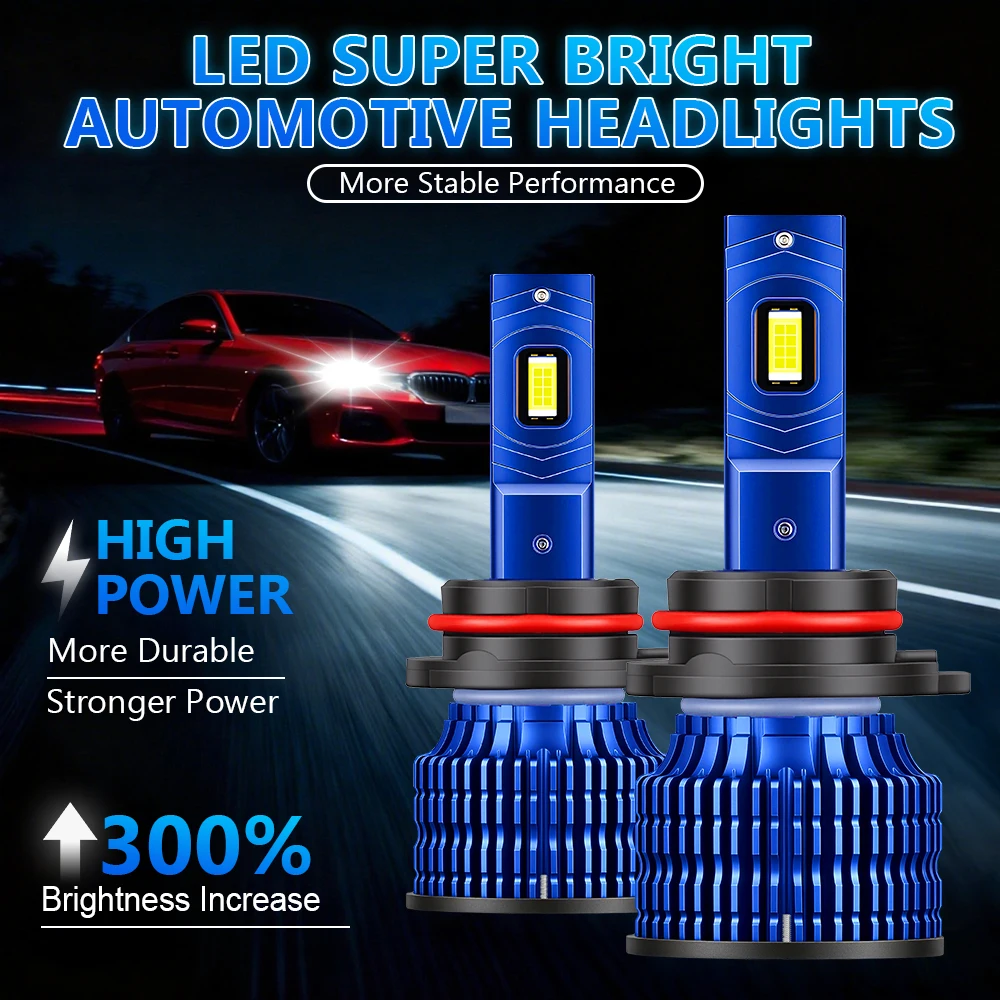 2PCS H7 H4 LED Car Headlight Bulb H1 H11 9005 9006 300000LM 6000K White Auto Fog Light Copper Tube Super Bright Led Bulb 12V 24V