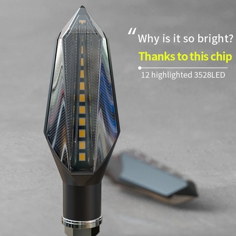 12V LED Flowing Flash Motorcycle Turn Signal Lights Indicators Accessories For Bike Scooter