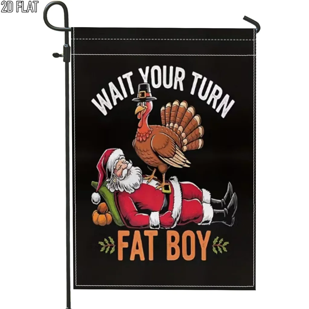 2D Flat - 2D Flat - 2D Flat 1pc Outdoor Garden Flag Thanksgiving Santa Turkey Humorous Black Welcome Garden Flag Porch Decoration for Garden Outside Yard Decoration Without Flagpole