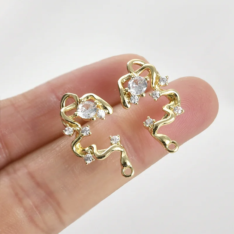 14k Electroplated Real Gold Color Retention Vine Winding Niche Design Stud Earrings DIY Handmade Earrings Accessories Material
