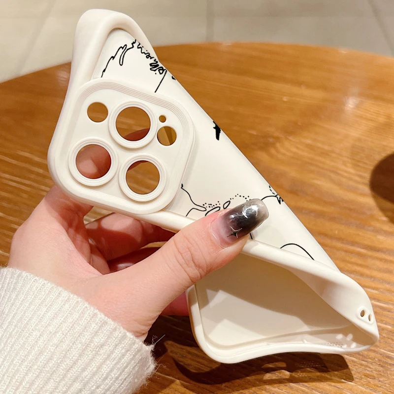 Flugzeugrouten-Muster TPU Handyhülle für iPhone 17e 18 17 Pro Max 16e 16 15 14 13 Pro Max Stoßfeste Weiche Silikon-Rückabdeckung – Detail 5