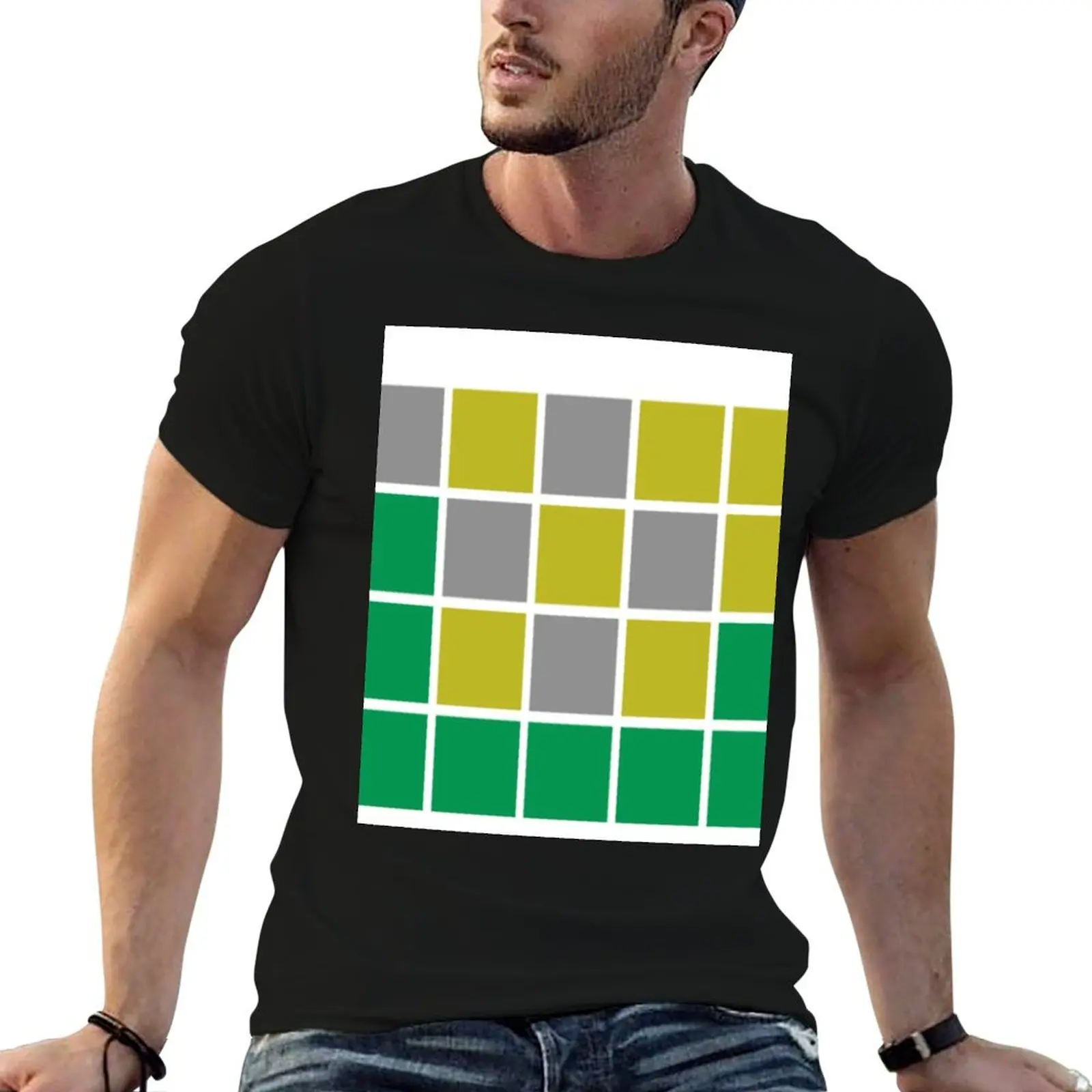 Wordle Puzzle Game Draft T-Shirt Active Sports Short Sleeve Cotton Shirt