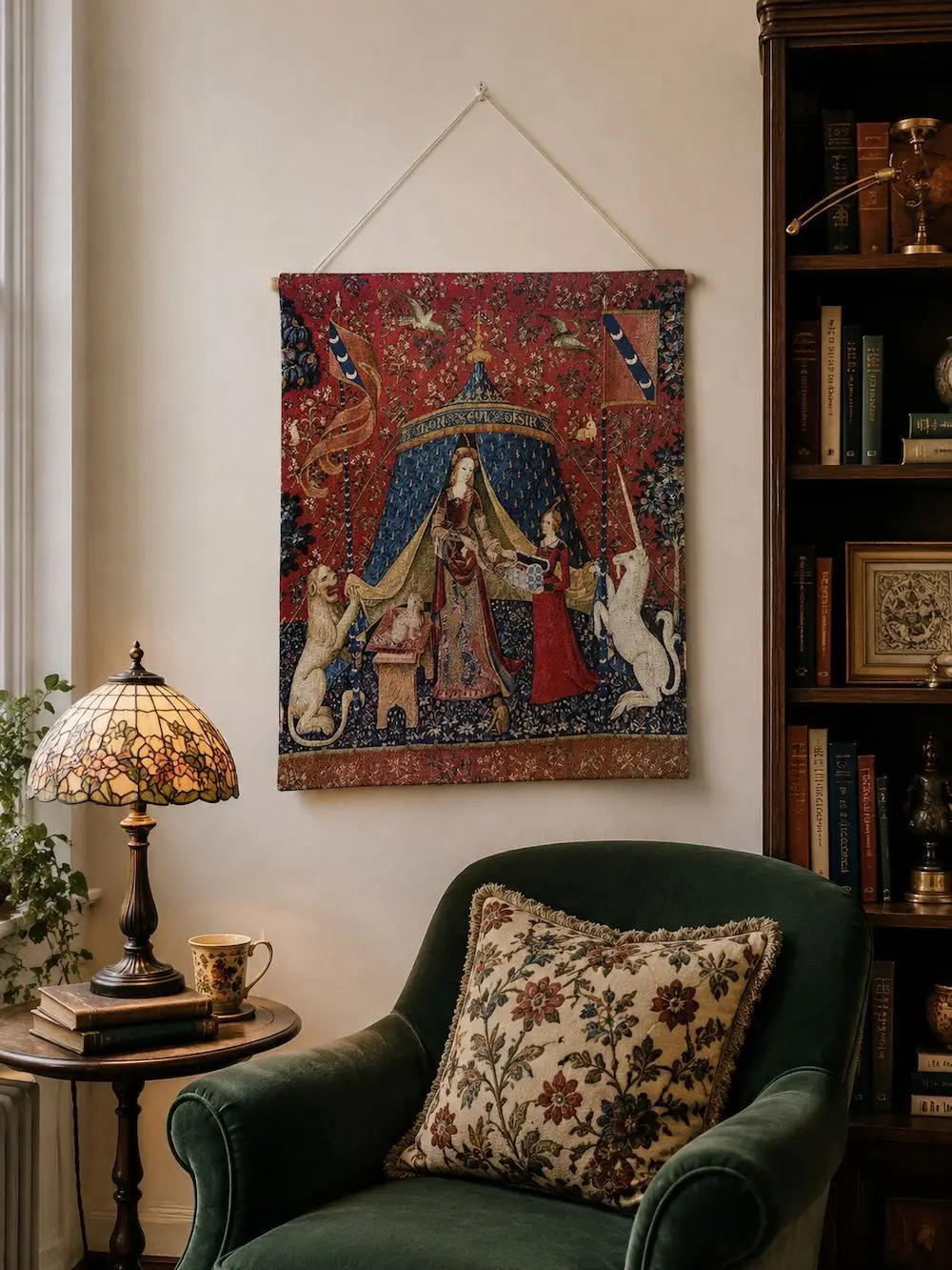 The Lady Medieval Tapestry Wall Hanging Jacquard Weave Gobelin Home Art Decoration Textile Size 70x50cm With Tapestry Tools