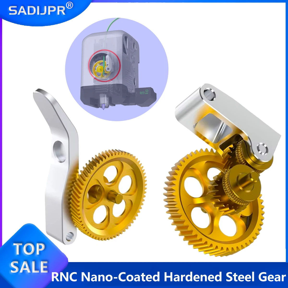 

SADIJPR Panda Claw RNC из закаленной стали с нанопокрытием, цилиндрическая шестерня, вставная модернизация, высокая точность для 3D-принтера Bambu Lab P1 X1 A1