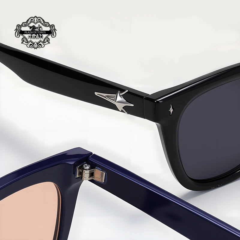 Classics Full Frame Anti-Uv Sunglasses for Men Cross Rivet Design Colored Lenses Goggles Female Square UV400 Sunglass