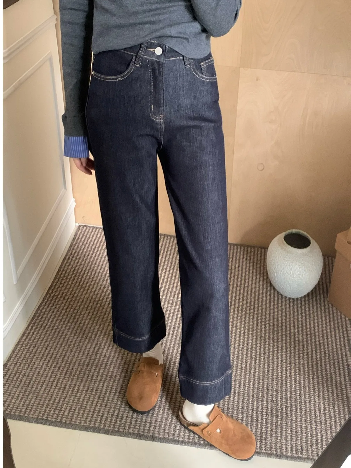 ZHISILAO Jeans spessi e caldi alla caviglia Donna Pantaloni in denim di cotone con pelliccia vintage Streetwear Autunno Inverno 2024