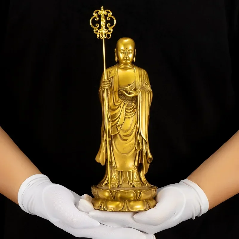 Pure copper Buddha statue ornaments of the King of Earth, religious articles, Buddha furniture for home worship Buddha sculpture