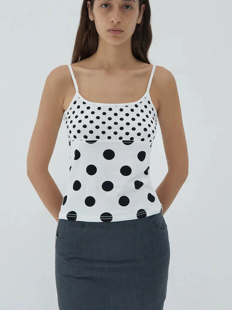 

Paloma Wool Ele mat Polka Dot Color Blo Slimming Women's Summer Top Casual High Elastici Breathable Moisture W...