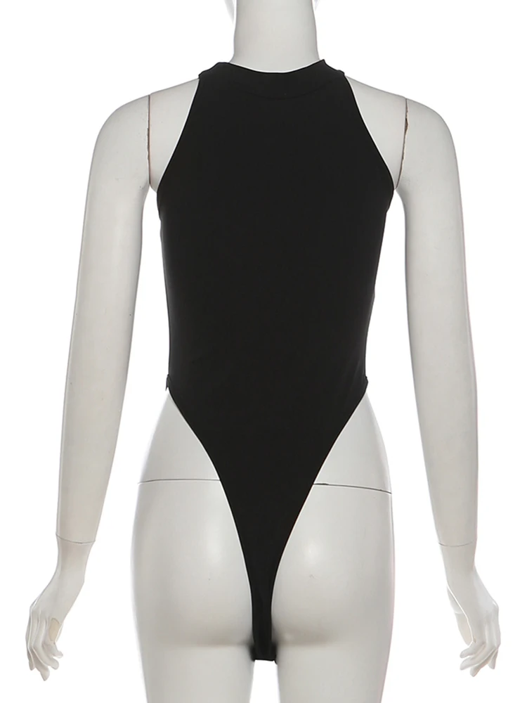 SIsterlinda Sexy Bodysuit für Damen, klassischer Trend, ärmellos, O-Ausschnitt, Patchwork, Stretch, Skinny, Mode, Midnight Street Party, Clubwear – Detail 5