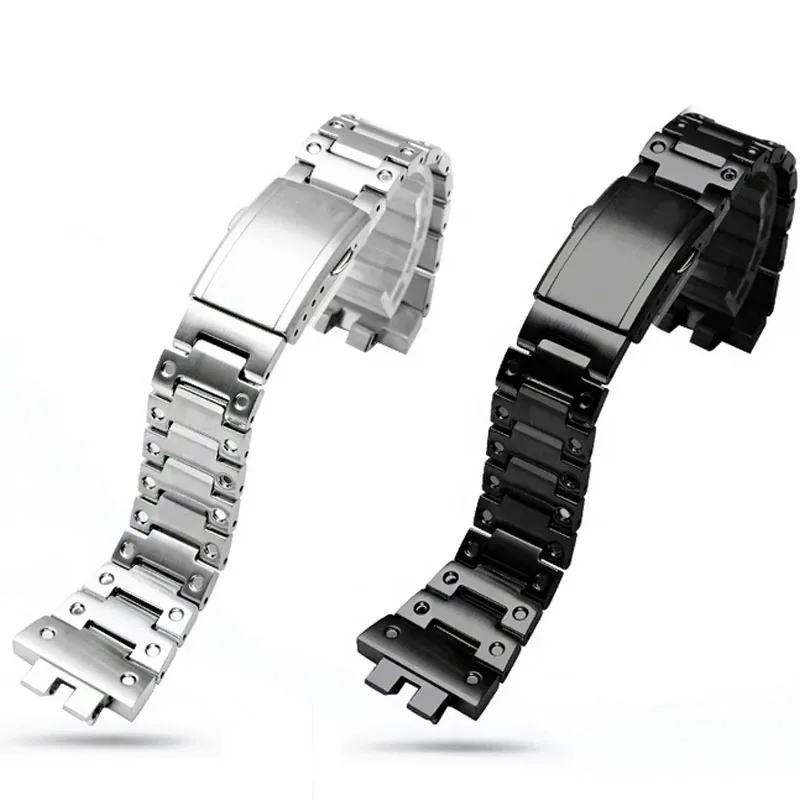 Ремешок для часов из нержавеющей стали для Casio GMW-B5000 GM-B2100 GMB2100 GMC-B2100 MRG-B2100D, черный золотой металлический браслет для мужчин