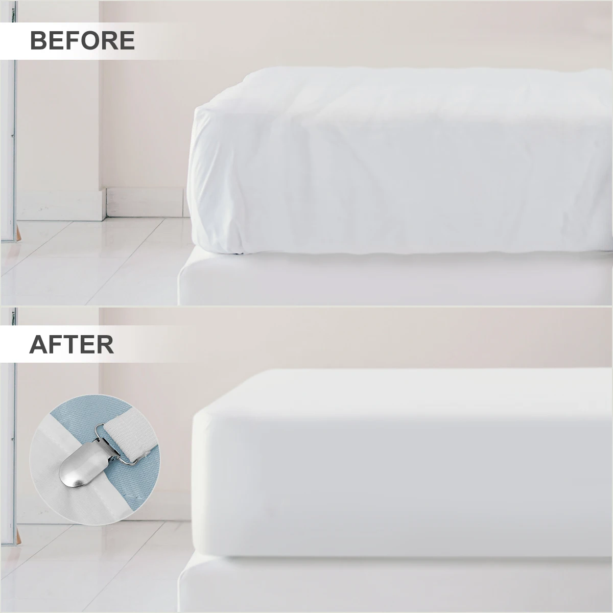 

Sheet Clip Adjustable Elastic Bed Strap Holder for Fitted Sheet Mattress Pad Duvet Cover Corner Fasteners Grippers