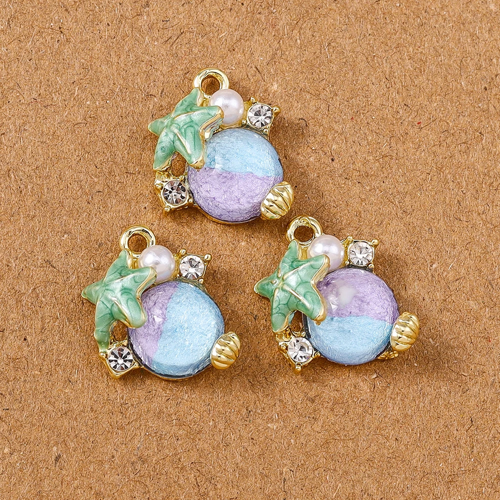 5 Stück exquisite Edelstein-Kristall-Seestern-Charms-Anhänger für Schmuckherstellung, Halskette, Armband, Ohrringe, DIY-Zubehör – Detail 4